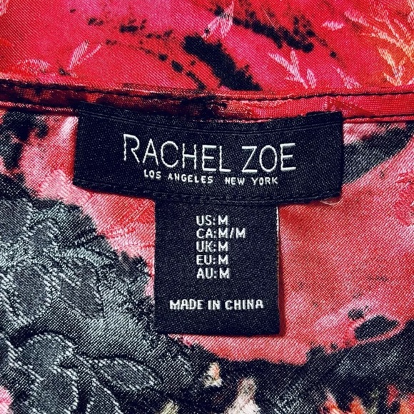 Rachel Zoe Top Womens M Dark Floral Roses Satin Tunic Whimsigoth Grunge Artsy - Picture 4 of 11